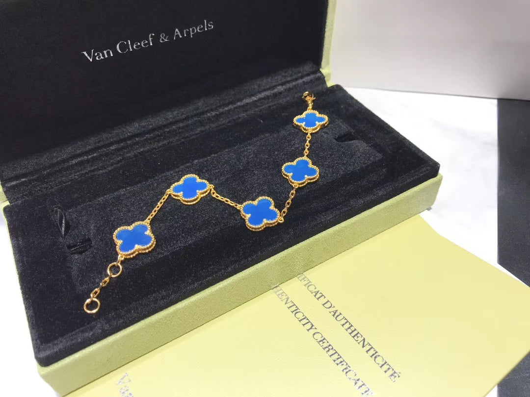 VCA Blue Clover Necklace Bracelet