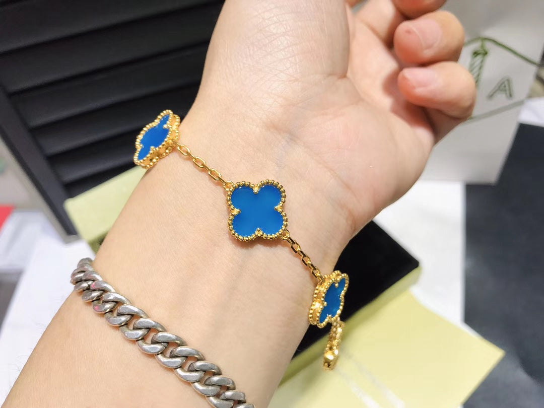 VCA Blue Clover Necklace Bracelet