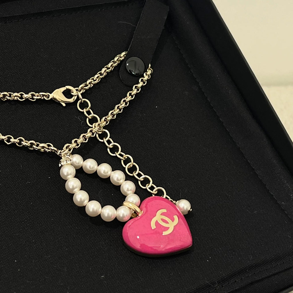 Chanel Pink Diamond Necklace Bracelet Earrings