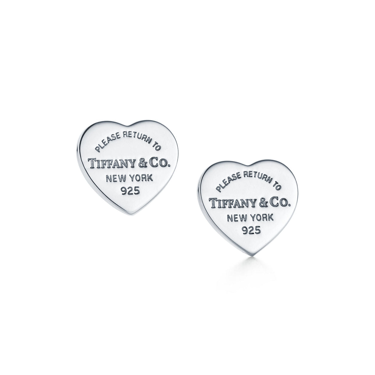 Tiffany Return to Tiffany Heart Tag Stud Earrings in Silver and Yellow Gold, Mini