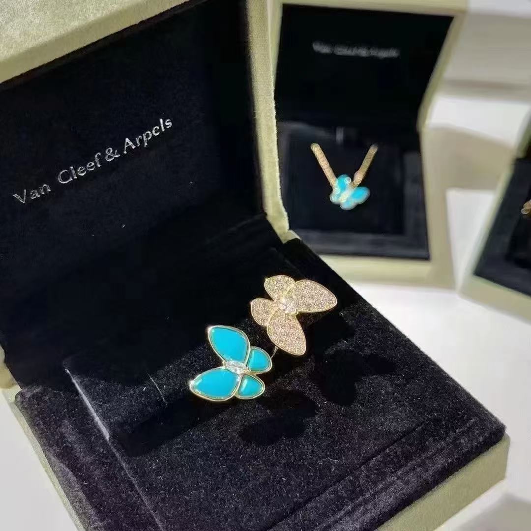 VCA Blue Butterfly Bracelet Necklace Earrings Ring