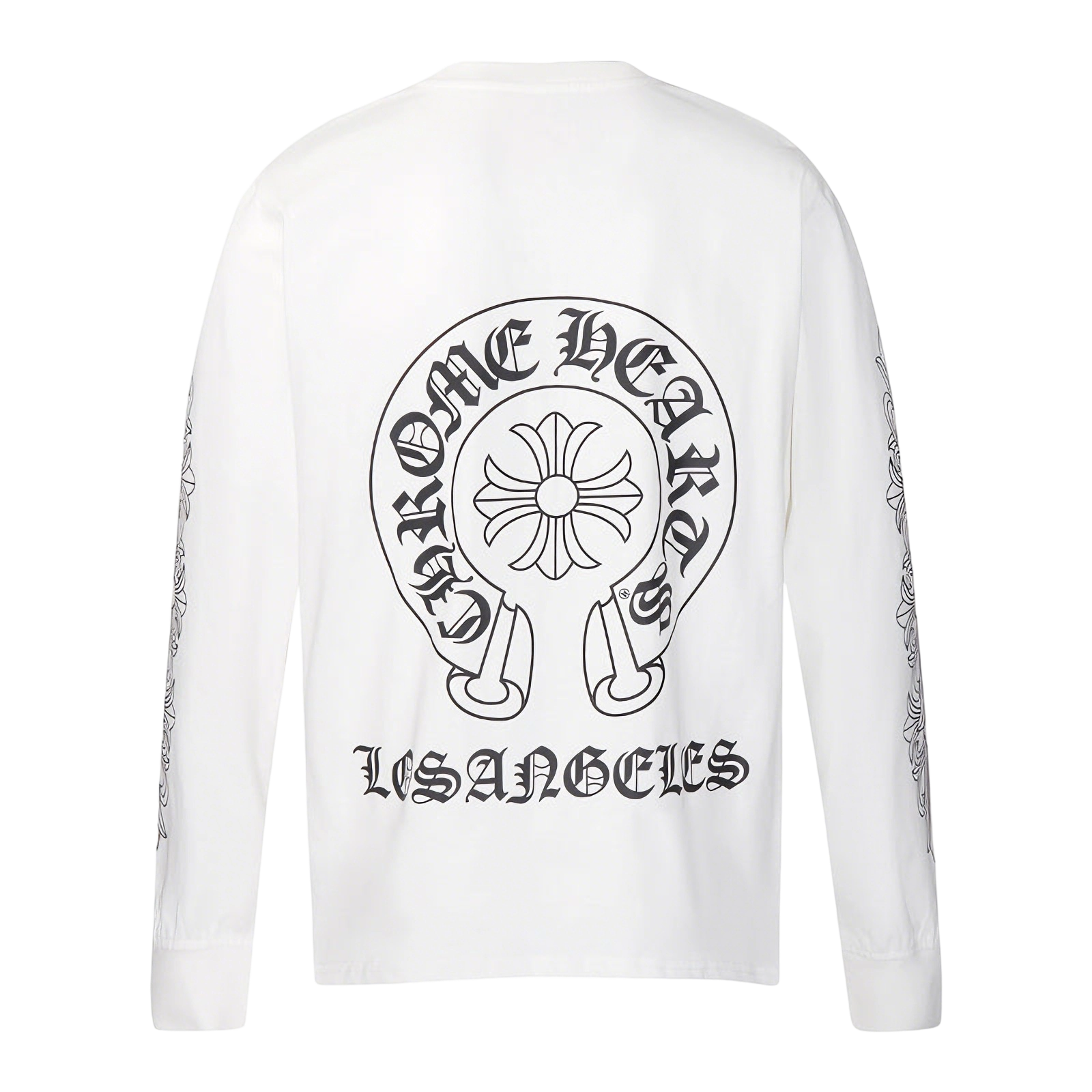 Chrome Hearts Gothic Cross & Graphic Print Long-Sleeve Crewneck Sweatshirts (Black/White)