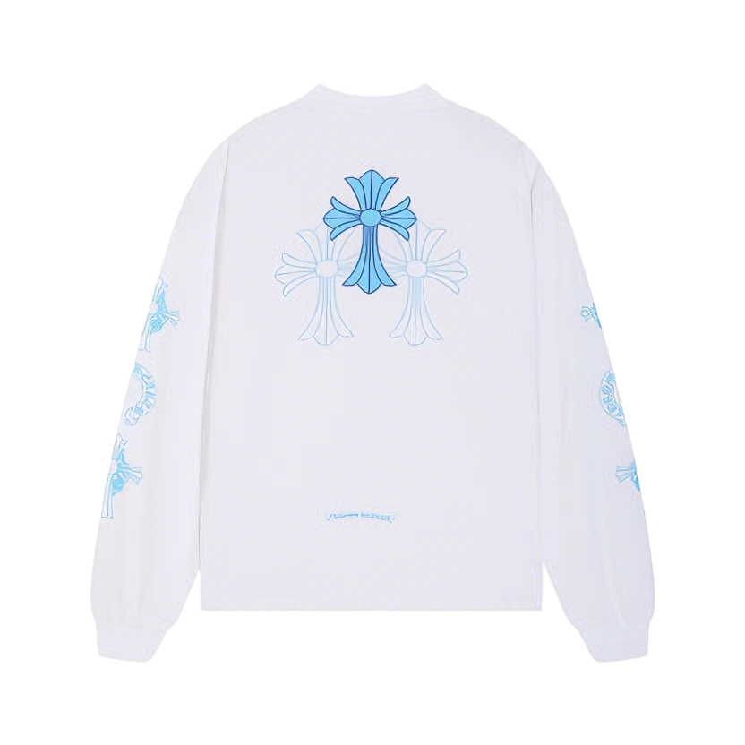 Chrome Hearts Gothic Cross & Graphic Print Long-Sleeve Crewneck Sweatshirts (Black/White)