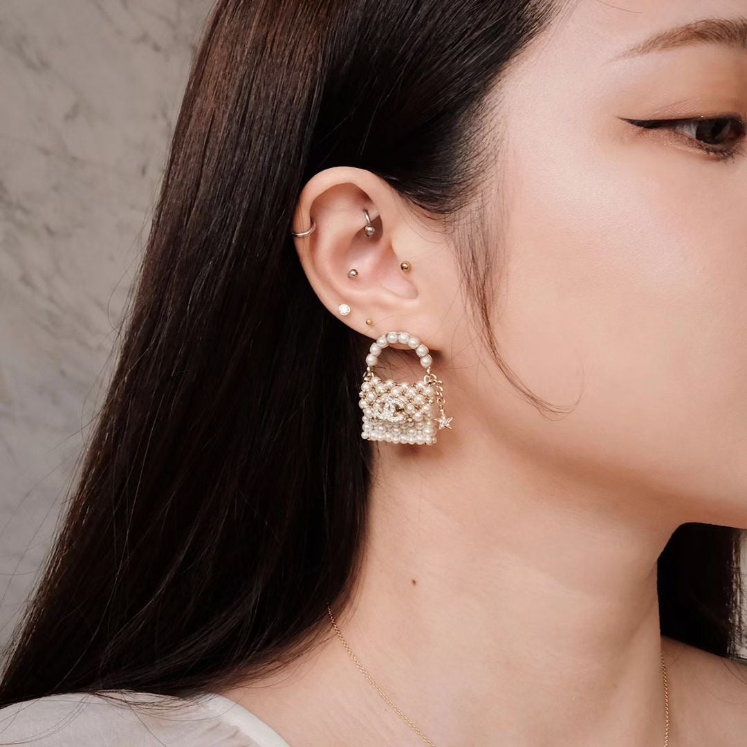 Chanel Pearl Bag Necklace Bracelet Earrings