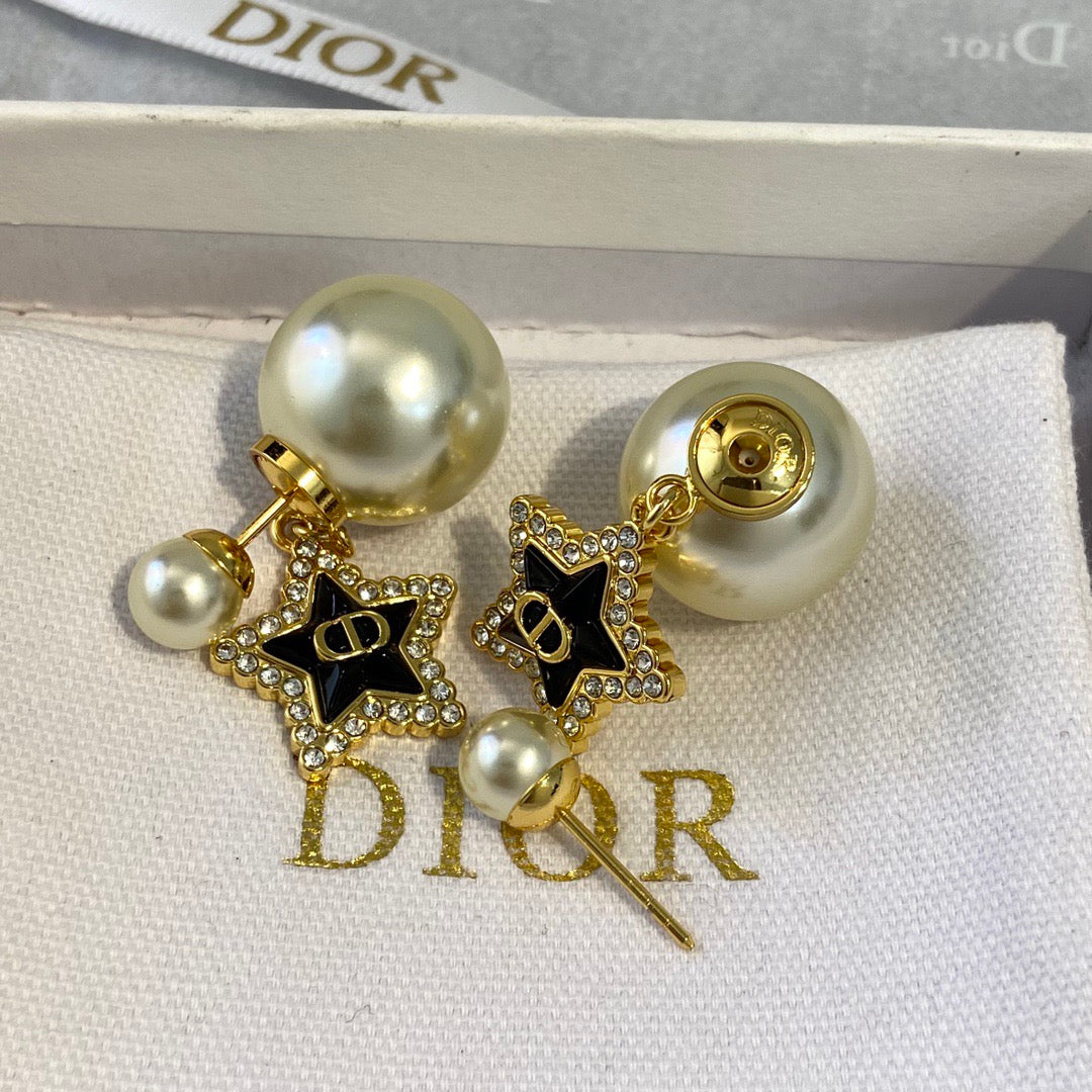 Dior Black Star Earrings