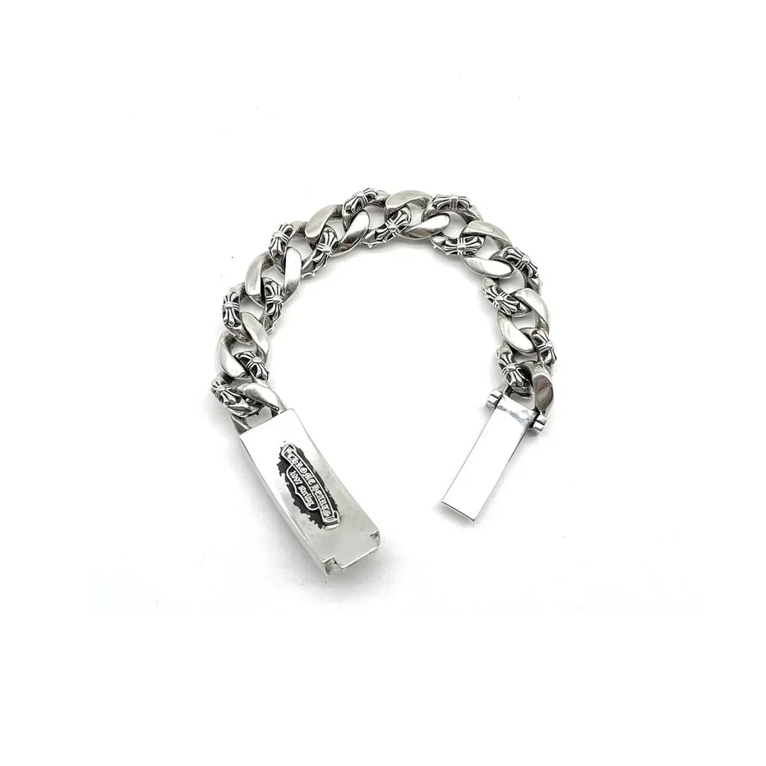 Chrome Hearts Silver Cross Link Cuban Bracelet